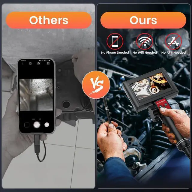 Alt view image 5 of 7 - Two-Way Articulating Borescope Camera with Light: Borescope Industrial Endoscope Camera - Flexible Waterproof Inspection Bore Scope for Plumbing Automotive Sewer