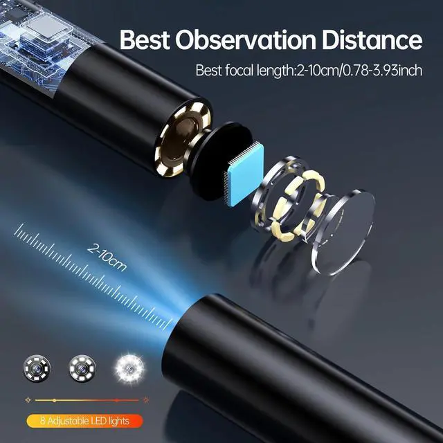 Alt view image 2 of 6 - Endoscope Camera with Light,Anhendeler Borescope, IP67 Waterproof Endoscope, 1080P HD Inspection Camera, Borescope Camera with Light, Snake Camera, 16.5ft Endoscope Camera, Gadgets for Men (16.5FT)