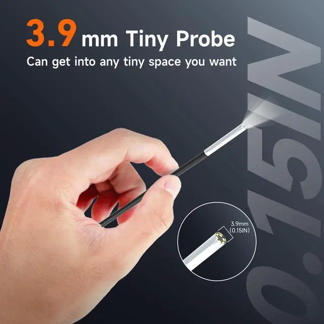 Alt view image 2 of 7 - Oiiwak Endoscope Camera with Light, 3.9mm Industrial Borescope Inspection Camera, 4.3" IPS Screen 1080P HD IP68 Waterproof 6 LED Lights for Drain Pipe Wall Automotive, 5FT Semi-Rigid Cable