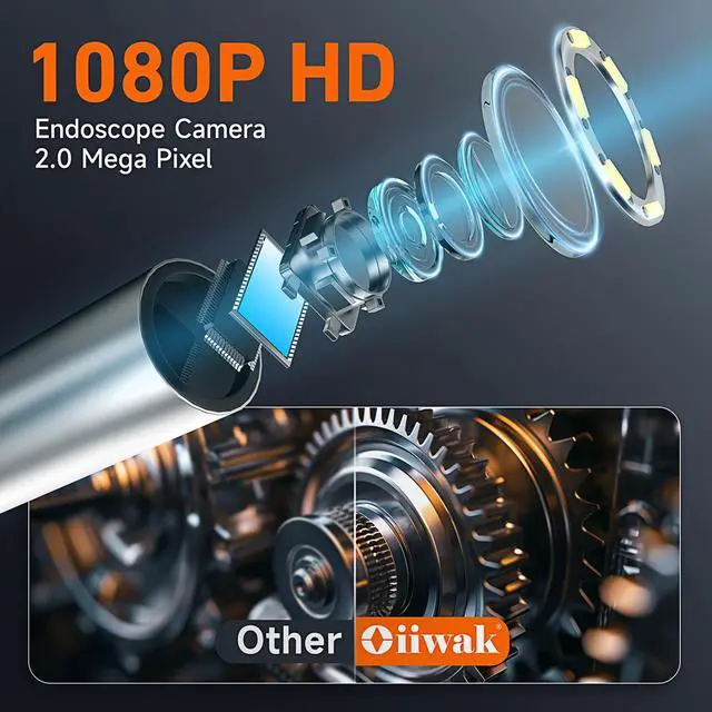 Alt view image 3 of 7 - Oiiwak Endoscope Camera with Light, 3.9mm Industrial Borescope Inspection Camera, 4.3" IPS Screen 1080P HD IP68 Waterproof 6 LED Lights for Drain Pipe Wall Automotive, 5FT Semi-Rigid Cable