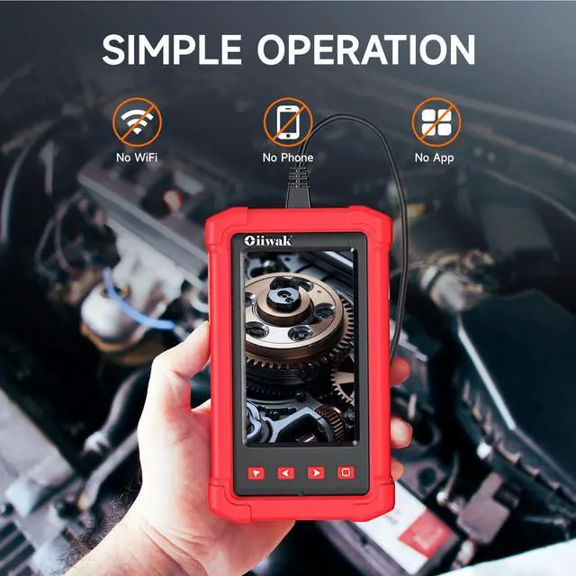 Alt view image 5 of 7 - Oiiwak Endoscope Camera with Light, 3.9mm Industrial Borescope Inspection Camera, 4.3" IPS Screen 1080P HD IP68 Waterproof 6 LED Lights for Drain Pipe Wall Automotive, 5FT Semi-Rigid Cable