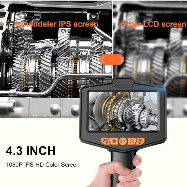 Alt view image 3 of 6 - Endoscope Camera with Light, 4.3" IPS Screen Borescope, IP67 Waterproof, Snake Camera for Automotive, Pipe, Wall (6.6FT Single Lens)