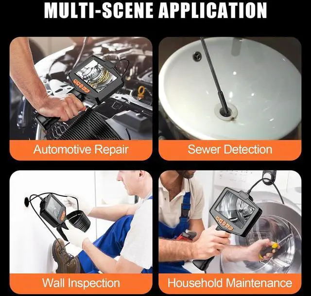 Alt view image 6 of 6 - Endoscope Camera with Light, 4.3" IPS Screen Borescope, IP67 Waterproof, Snake Camera for Automotive, Pipe, Wall (6.6FT Single Lens)