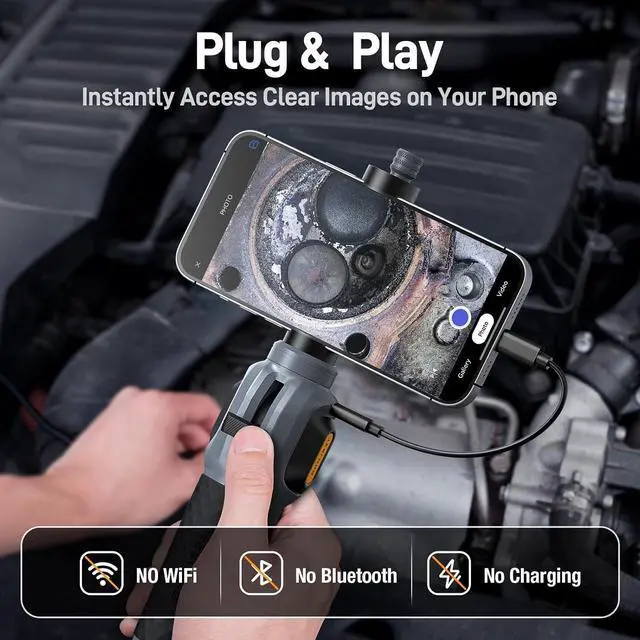 Alt view image 6 of 7 - Teslong Two-Way Articulating Borescope with Light, USB-C Endoscope Inspection Camera with 5FT Semi-Rigid Probe, Flexible Snake Scope for Home Repair, Automotive, Compatible with iPhone 15/16 & Android