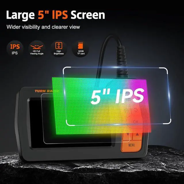 Alt view image 5 of 7 - Triple Lens Sewer Camera with 50ft, 5" IPS Screen Borescope with Light, 1080P HD Endoscope IP67 Drain Pipe Snake Drain Camera, 32G Card Semi-Rigid Cable for Plumbing Inspection + Case
