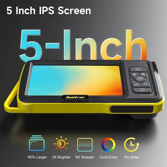 Alt view image 4 of 7 - Dual Lens Borescope with 5" IPS Screen, Endoscope Camera with Lights 16.5FT Semi-Rigid Cable, 1080P Inspection Camera, Supports Memory Cards with Photo and Video Capabilities