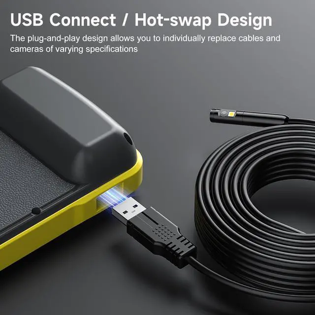 Alt view image 6 of 7 - Dual Lens Borescope with 5" IPS Screen, Endoscope Camera with Lights 16.5FT Semi-Rigid Cable, 1080P Inspection Camera, Supports Memory Cards with Photo and Video Capabilities