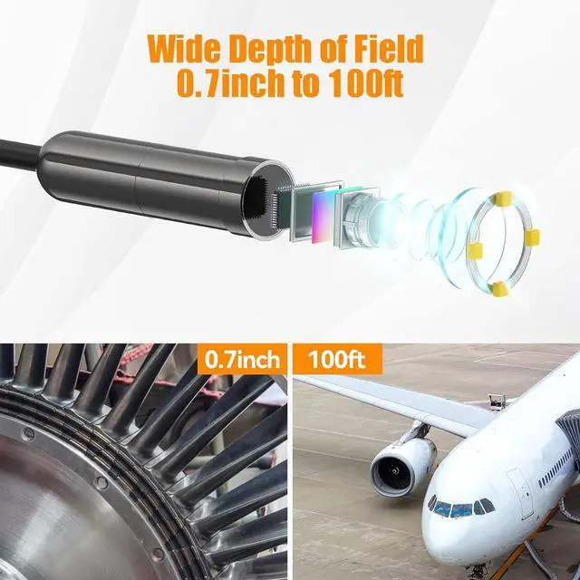 Alt view image 3 of 7 - 5MP Auto-Focus Endoscope, Teslong 3rd Generation USB Borescope with 5.0 Megapixel Inspection Camera, 16.5ft Waterproof Semi-Rigid Cable & Adjustable Led Lights Probe for Android Phone Windows MacBook