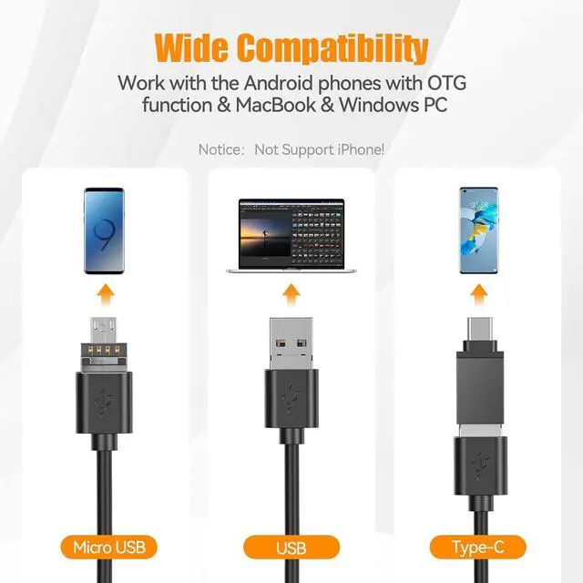 Alt view image 6 of 7 - 5MP Auto-Focus Endoscope, Teslong 3rd Generation USB Borescope with 5.0 Megapixel Inspection Camera, 16.5ft Waterproof Semi-Rigid Cable & Adjustable Led Lights Probe for Android Phone Windows MacBook
