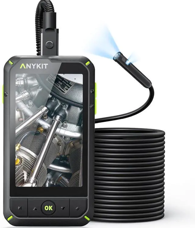 Main image of Anykit Dual Lens Borescope,1080P Industrial Endoscope Camera with Light, IP67 Waterproof Inspection Camera, Sewer Camera with 4.0" IPS Screen, Waterproof 16.5ft Snake Camera, 32GB Card