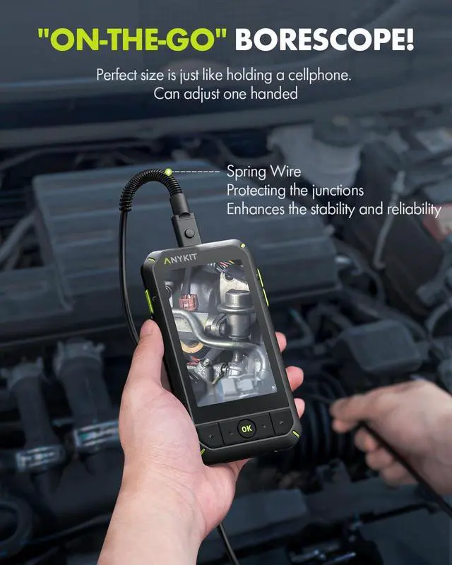 Alt view image 2 of 7 - Anykit Dual Lens Borescope,1080P Industrial Endoscope Camera with Light, IP67 Waterproof Inspection Camera, Sewer Camera with 4.0" IPS Screen, Waterproof 16.5ft Snake Camera, 32GB Card