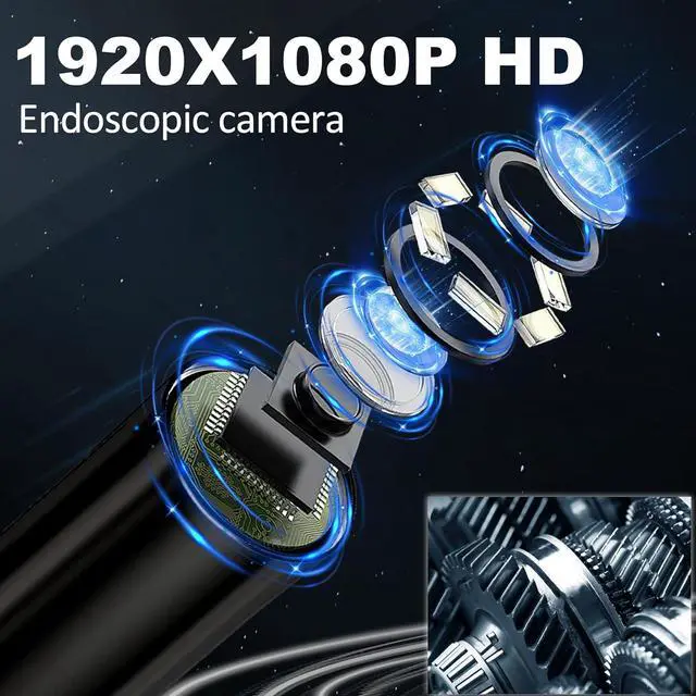 Alt view image 2 of 7 - Borescope, Inspection Camera with 16.5FT Semi-Rigid Cable, Endoscope with Light, IP67 Waterproof Drain Pipe Borescope, 8 LED Lights, 4.3" IPS 1080P HD Screen