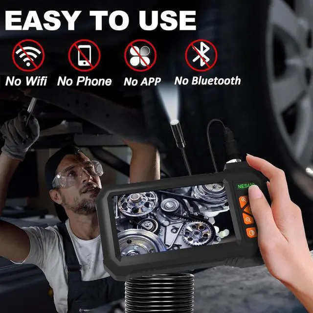 Alt view image 5 of 7 - Borescope, Inspection Camera with 16.5FT Semi-Rigid Cable, Endoscope with Light, IP67 Waterproof Drain Pipe Borescope, 8 LED Lights, 4.3" IPS 1080P HD Screen