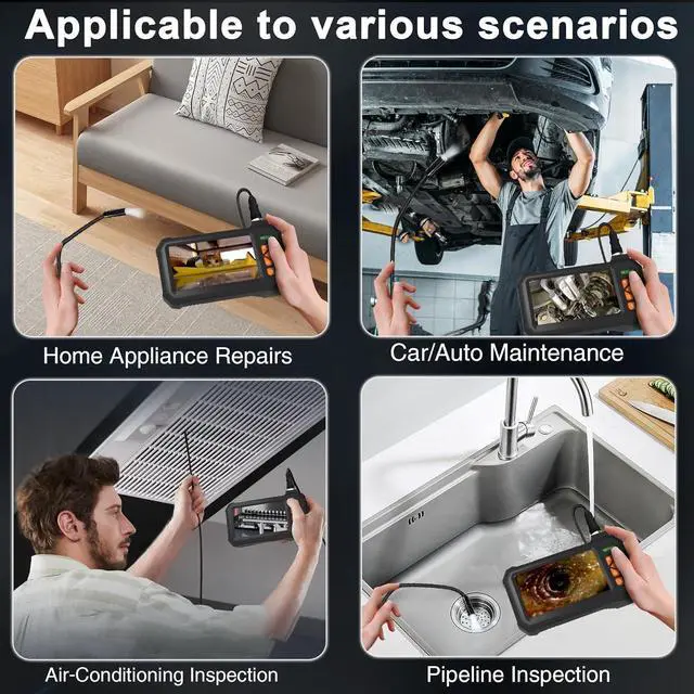 Alt view image 7 of 7 - Borescope, Inspection Camera with 16.5FT Semi-Rigid Cable, Endoscope with Light, IP67 Waterproof Drain Pipe Borescope, 8 LED Lights, 4.3" IPS 1080P HD Screen
