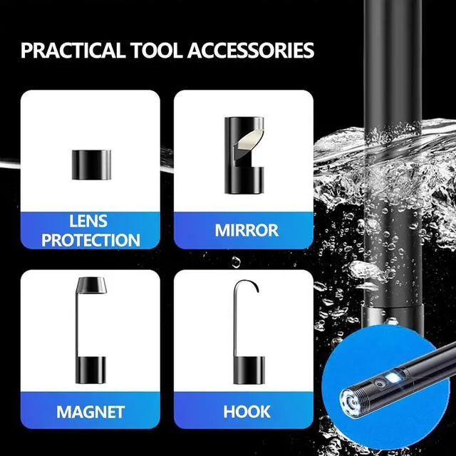 Alt view image 5 of 6 - JSE Dual Lens Endoscope Camera with Light, 1920P HD Inspection Borescope 16.5FT Semi-Rigid Cable IP67 Waterproof Snake Camera