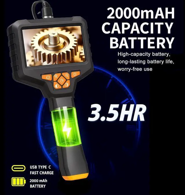 Alt view image 3 of 7 - Inspection Endoscope, Industrial Borescope Camera with 4.3" IPS Screen, 1920P HD Snake Camera with 8 LED Lights, 16.5FT Semi-Rigid Cord Bore Scope - Cool Gadgets Tool