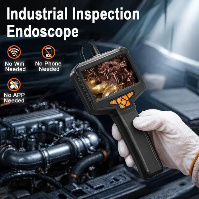 Alt view image 6 of 7 - Inspection Endoscope, Industrial Borescope Camera with 4.3" IPS Screen, 1920P HD Snake Camera with 8 LED Lights, 16.5FT Semi-Rigid Cord Bore Scope - Cool Gadgets Tool