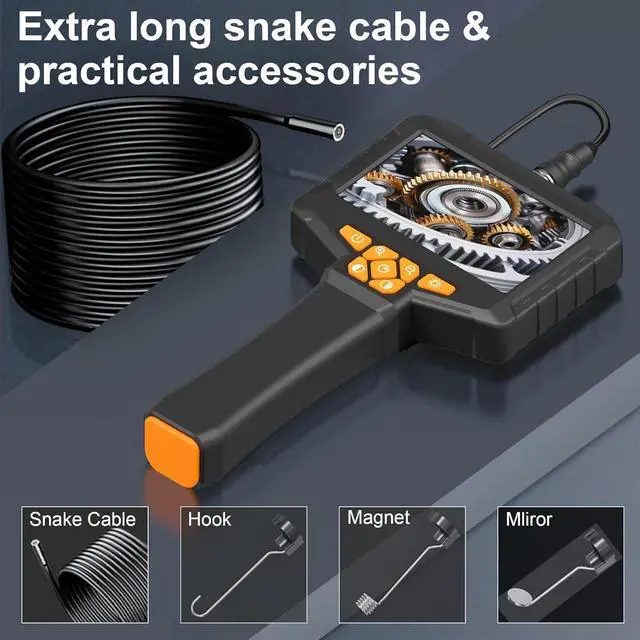 Alt view image 7 of 7 - Inspection Endoscope, Industrial Borescope Camera with 4.3" IPS Screen, 1920P HD Snake Camera with 8 LED Lights, 16.5FT Semi-Rigid Cord Bore Scope - Cool Gadgets Tool