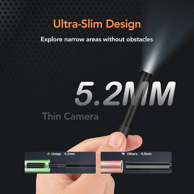Alt view image 2 of 7 - 5.2mm Borescope, Endoscope Camera with Light, IP67 Waterproof Sewer Camera with 4.3" LCD Screen, 1080P HD with 8 LED Lights, 32GB Card, Carrying Case, Gadgets for Men & Tools for Men