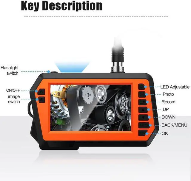 Alt view image 2 of 6 - Borescope Endoscope Camera with Light 4.3'' IPS Screen Dual Lens Industrial 1080P 8mm IP67 Waterproof 16.5FT Sewer Camera with 16G TF Card