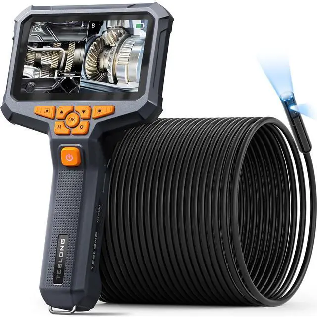 Main image of Teslong 50FT Sewer Camera, Dual Lens Borescope with Light, 4.3" HD Drain Plumbing Endoscope Inspection Camera, Home Waterproof Flexible in Wall Cam Pipe Tools, Snake Scope for Air Duct HVAC