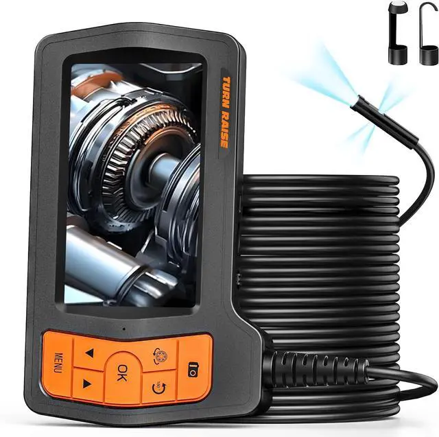 Main image of Triple Lens Sewer Inspection Camera, 50FT Semi-Rigid Cable, 5" IPS Screen Industrial Borescope, IP67 Pipe Snake Camera, 32G Storage Card, Carrying Case