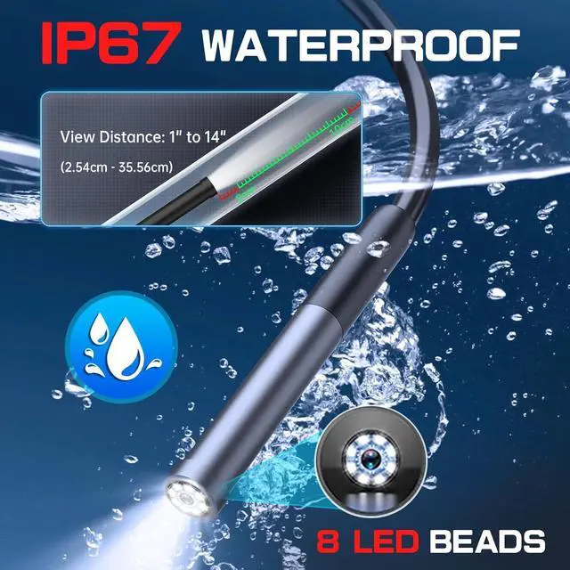 Alt view image 3 of 7 - Autel MaxiVideo MV108S USB Endoscope, Waterproof 8.5mm Imager Inspection Camera with Light, 1920x1080 HD 2MP Borescope for Autel Scanner & PC, Upgrade of MV108 MV105, Snake Camera with 1M Cable