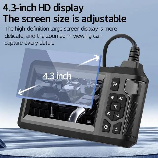 Alt view image 2 of 7 - Industrial Endoscope - Handheld Snake Camera with 16.4ft/5m Flexible Cable, 1080P HD IP67 Waterproof 8mm Probe, 4.3" IPS Screen, 8 LED Lights for Home Wall Pipe Automotive
