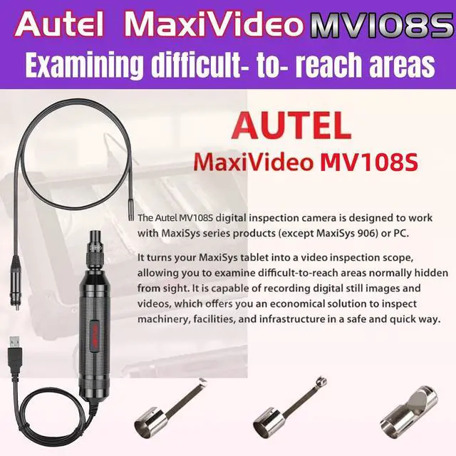 Alt view image 2 of 4 - Autel MaxiVideo MV108S Inspection Endoscope Video Scope for Autel MX900 / TS900 / MK808 S / MK900 / MS909 / Ultra EV