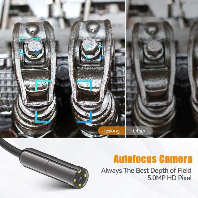 Alt view image 2 of 7 - 5MP Auto-Focus Endoscope, Teslong 3rd Generation USB Borescope with 5.0 Megapixel Inspection Camera, 16.5ft Waterproof Semi-Rigid Cable & Adjustable Led Lights Probe for Android Phone Windows MacBook