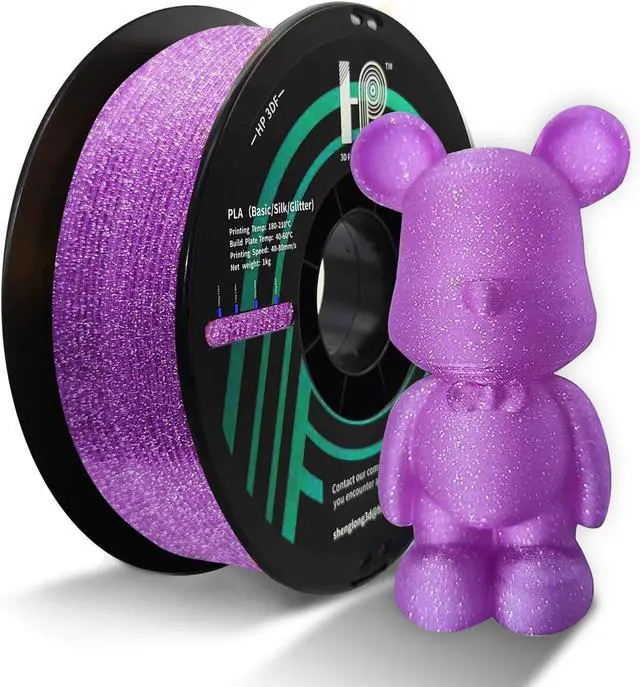 Main image of Glitter PLA Filament, Twinkling 3D Printer Filament, PLA Filament 1.75mm Dimensional Accuracy +/- 0.02mm, 1KG Spool (2.2 lbs), Fit Most FDM Printer (Glitter Purple)