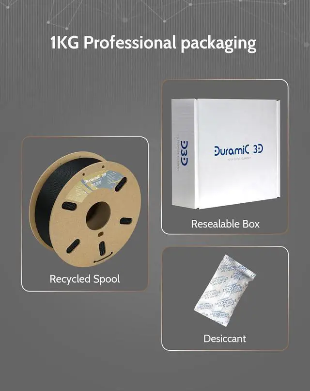 Alt view image 7 of 7 - DURAMIC 3D PLA+ Filament 1.75mm 1Kg Black, PLA Plus Filament 1Kg Spool(2.2lbs) Tougher and Stronger, Dimensional Accuracy Probability +/- 0.02mm