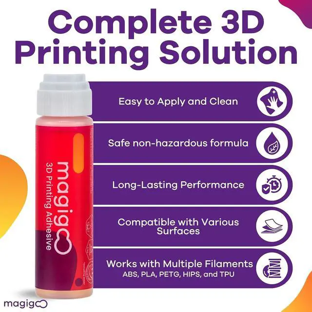 Alt view image 2 of 7 - MO2016 All-in-One 3D Printer Adhesive Glue - ABS, PLA, PETG, HIPS, and TPU Flex Filament on Glass, Flex Plate, PEI, Buildtak, Kapton - 3D Printing Accessories, Supplies, and Materials (50mL)
