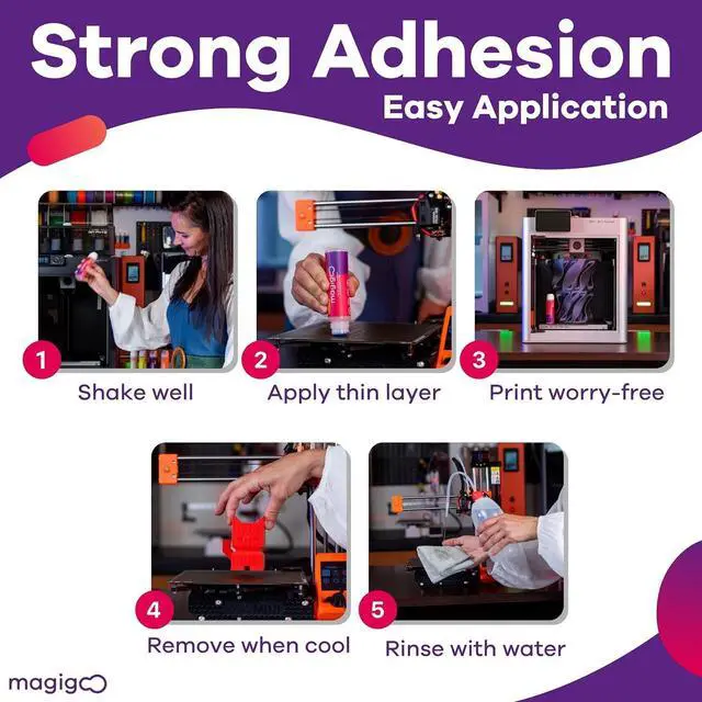 Alt view image 3 of 7 - MO2016 All-in-One 3D Printer Adhesive Glue - ABS, PLA, PETG, HIPS, and TPU Flex Filament on Glass, Flex Plate, PEI, Buildtak, Kapton - 3D Printing Accessories, Supplies, and Materials (50mL)
