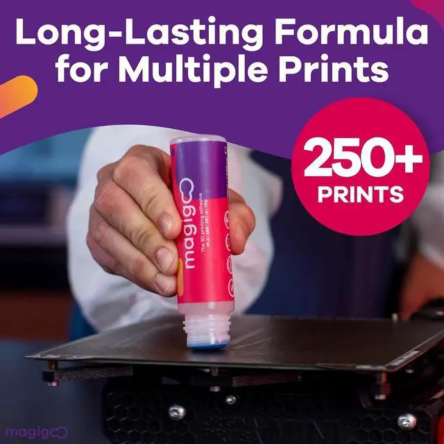 Alt view image 6 of 7 - MO2016 All-in-One 3D Printer Adhesive Glue - ABS, PLA, PETG, HIPS, and TPU Flex Filament on Glass, Flex Plate, PEI, Buildtak, Kapton - 3D Printing Accessories, Supplies, and Materials (50mL)
