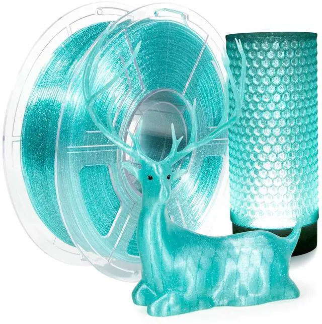 Main image of IEMAI Clear PETG Filament 1.75mm, Transparent Glitter Light Blue, Sparkling 3D Printer Filament Up to 600mm/s Printing, 1kg Spool for Artistic Creations & Home Decor