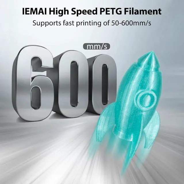 Alt view image 6 of 7 - IEMAI Clear PETG Filament 1.75mm, Transparent Glitter Light Blue, Sparkling 3D Printer Filament Up to 600mm/s Printing, 1kg Spool for Artistic Creations & Home Decor