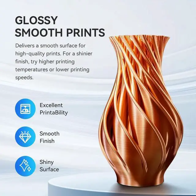 Alt view image 3 of 7 - JAYO Silk PLA Filament 1.75mm Gold 1.1KG, Metal-Like Shiny 3D Printer Filament Dimensional Accuracy +/- 0.02mm, 1.1kg Spool(2.4lbs), Fits for Most FDM 3D Printers