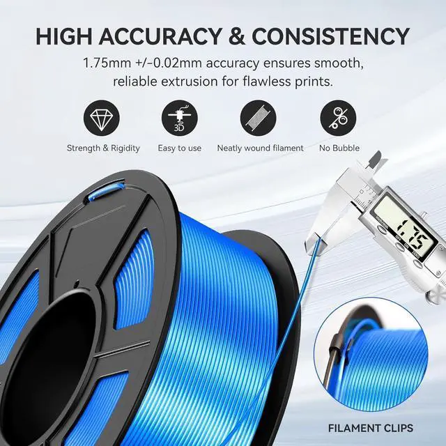 Alt view image 6 of 7 - JAYO Silk PLA Filament 1.75mm Gold 1.1KG, Metal-Like Shiny 3D Printer Filament Dimensional Accuracy +/- 0.02mm, 1.1kg Spool(2.4lbs), Fits for Most FDM 3D Printers