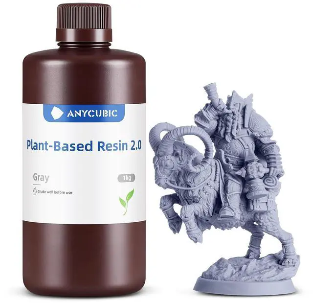 Main image of ANYCUBIC 3D Printer Resin with Low Odor and Safety, 405nm UV Plant-Based Rapid Resin 2.0 with High Precision and Quick Curing for LCD 3D Printing (Grey, 1000g)