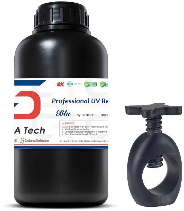 Main image of Siraya Tech Blu Nylon 3D Printer Resin Nylon-Like Strong and Precise High-Resolution 405nm UV-Curing Rapid Resin for LCD DLP 3D Printer and 8K Capable (1kg, Nylon Black)