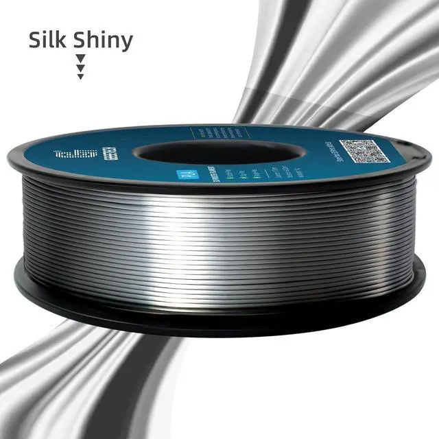 Alt view image 4 of 7 - Geeetech Silk PLA Filament 1.75mm for 3D Printer, Metal-Like Shiny 3D Filament 1kg (2.2lbs) 1 Spool, Dimensional Accuracy +/- 0.02 mm, Metallic Silver Silk Filament