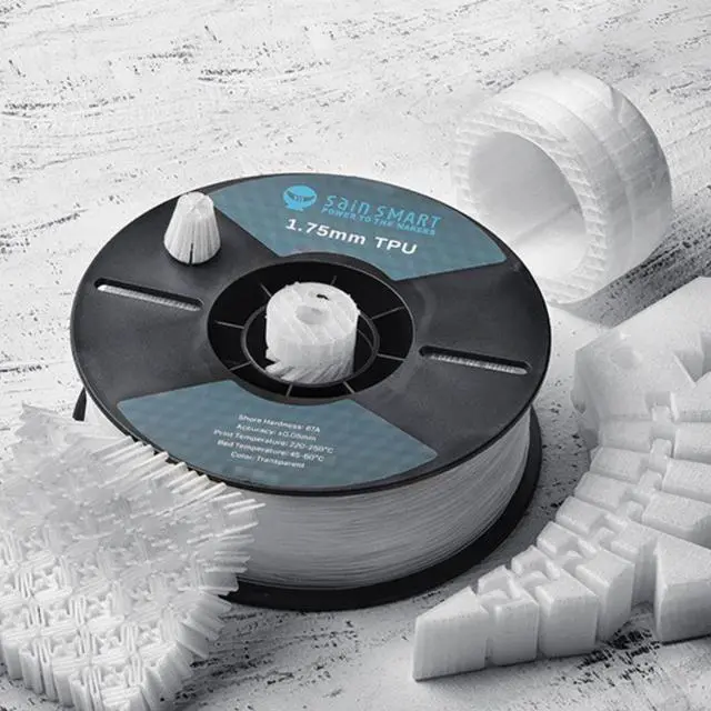 Alt view image 7 of 7 - SainSmart 87A TPU Filament 1.75mm Flexible TPU 3D Printer Filament 1kg Spool, Natural