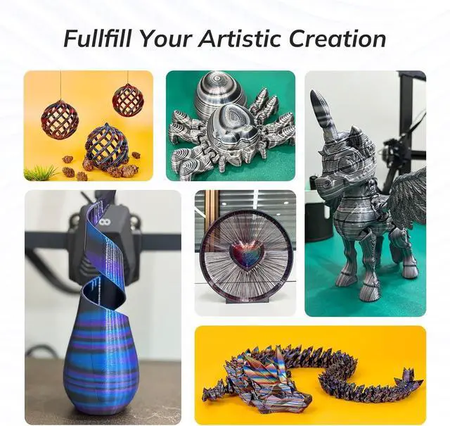 Alt view image 6 of 7 - AMOLEN Silk PLA 3D Printer Filament, Shiny Multicolor Rainbow PLA Filament 1.75mm, Fast Color Change PLA 3D Printing Filament for Most FDM 3D Printer, Blue Red YellowGreen