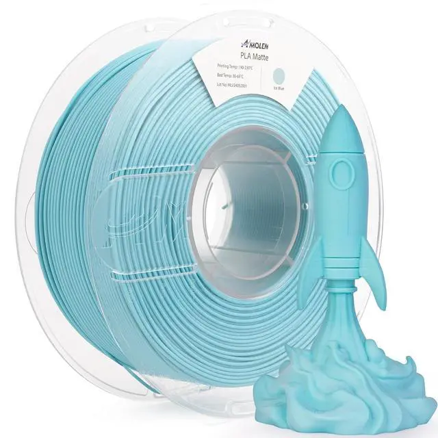 Main image of AMOLEN Matte PLA 3D Printer Filament, Ice Blue PLA Filament 1.75mm with Smooth Matte Finish, 3D Printing Filament for Most FDM 3D Printers, Dimensional Accuracy +/- 0.02mm, 1kg Spool (2.2lbs)