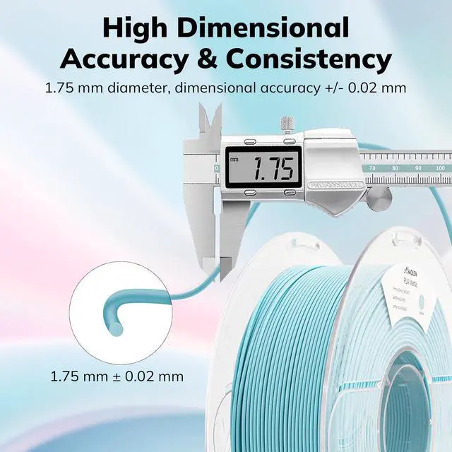 Alt view image 6 of 7 - AMOLEN Matte PLA 3D Printer Filament, Ice Blue PLA Filament 1.75mm with Smooth Matte Finish, 3D Printing Filament for Most FDM 3D Printers, Dimensional Accuracy +/- 0.02mm, 1kg Spool (2.2lbs)