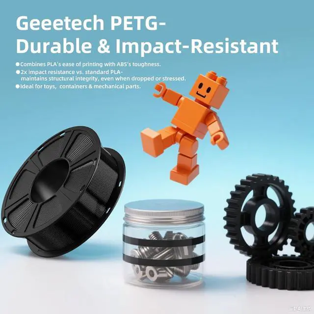 Alt view image 4 of 7 - Geeetech Transparent PETG Filament 1.75mm, 1 KG (2.2lbs) Neatly Wound Spool 3D Printer Filament, High-Toughness, ±0.02mm Accuracy, Non-Clogging & Non-Stringing, Fits Most FDM Printers, Clear