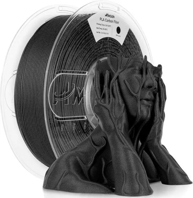 Main image of AMOLEN Carbon Fiber PLA Filament 1.75mm, Lightweight & High-Strength PLA-CF Filament, Dimensional Accuracy ± 0.02mm, 1kg(2.2lbs) Spool for 3D Printers (Black)