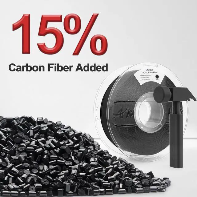 Alt view image 2 of 7 - AMOLEN Carbon Fiber PLA Filament 1.75mm, Lightweight & High-Strength PLA-CF Filament, Dimensional Accuracy ± 0.02mm, 1kg(2.2lbs) Spool for 3D Printers (Black)