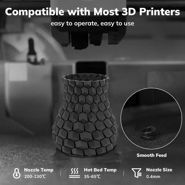 Alt view image 4 of 7 - AMOLEN Carbon Fiber PLA Filament 1.75mm, Lightweight & High-Strength PLA-CF Filament, Dimensional Accuracy ± 0.02mm, 1kg(2.2lbs) Spool for 3D Printers (Black)